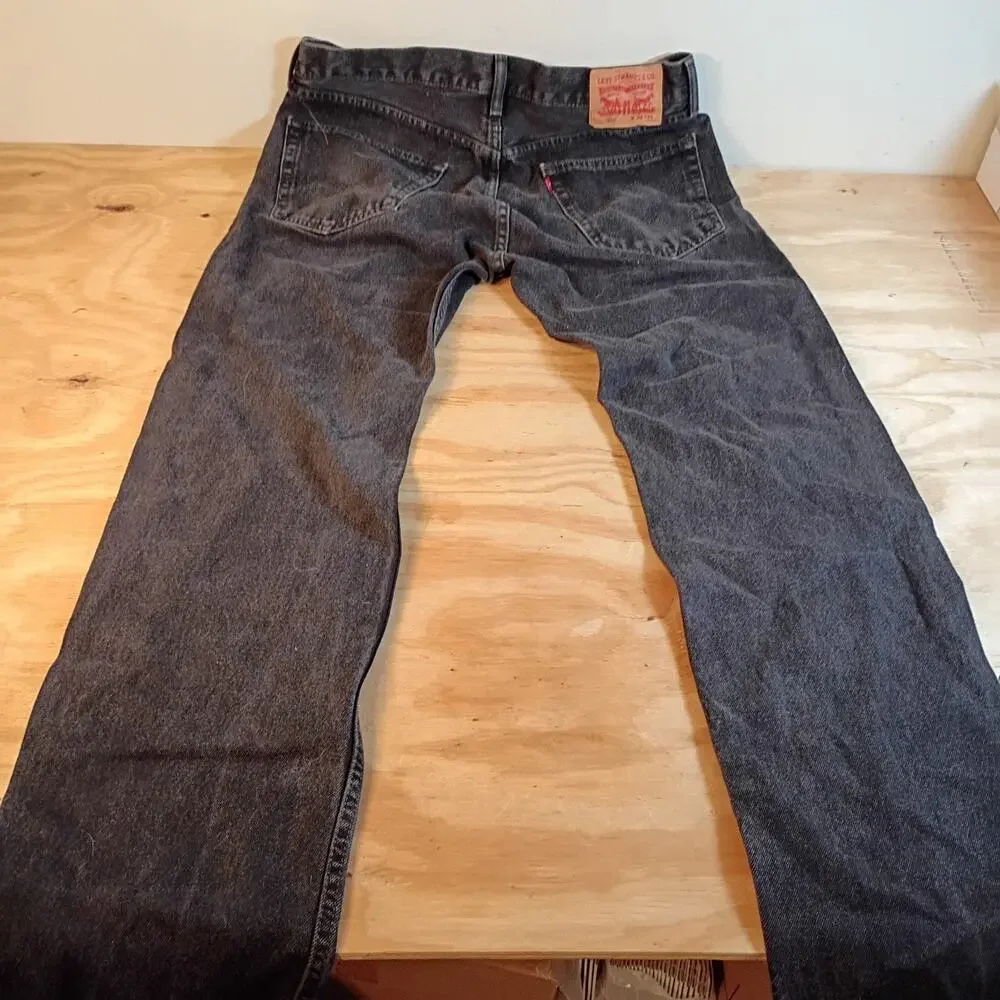 Levi's 505 Mens Jeans Size 36x34 Black Straight Leg 100% Cotton Denim